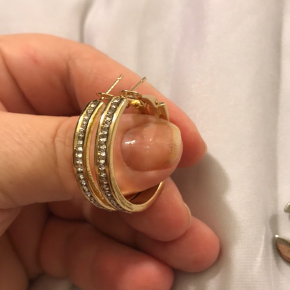 Jewelry - Gorgeous Hoop Earrings with CZ’s (1.25”) Gold Fill